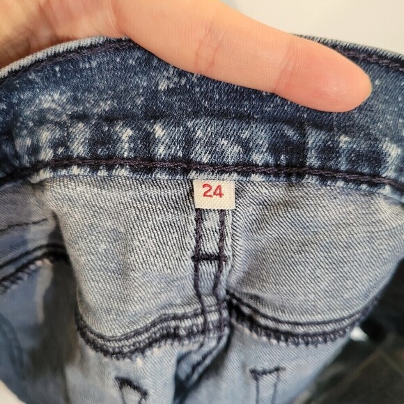 Levi's Blue Distressed White Speckled Denim Jean Short Shorts Size 24 - Picture 10 of 14